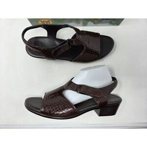 SAS SAN ANTONIO SHOES TRIPAD SUNTIMER BROWN CROC PATENT SANDALS WOMENS 12 M NEW